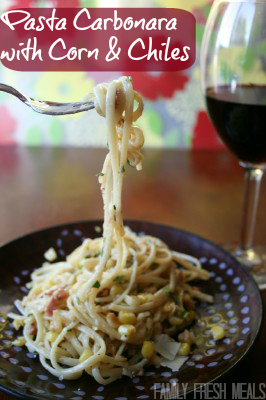 Pasta Carbonara with Corn & Chiles