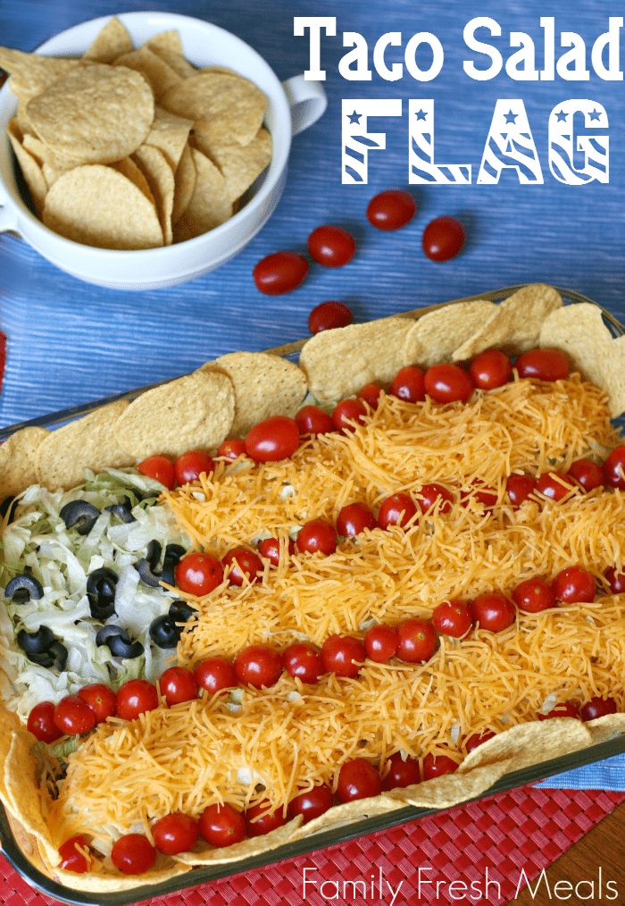 Easy Taco Salad Flag - Super easy! Perfect of Memorial Day or 4th of July!