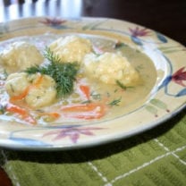 Peas and Carrots Soup with Dumplings