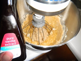 mixing in vanilla, salt and egg to stand mixer