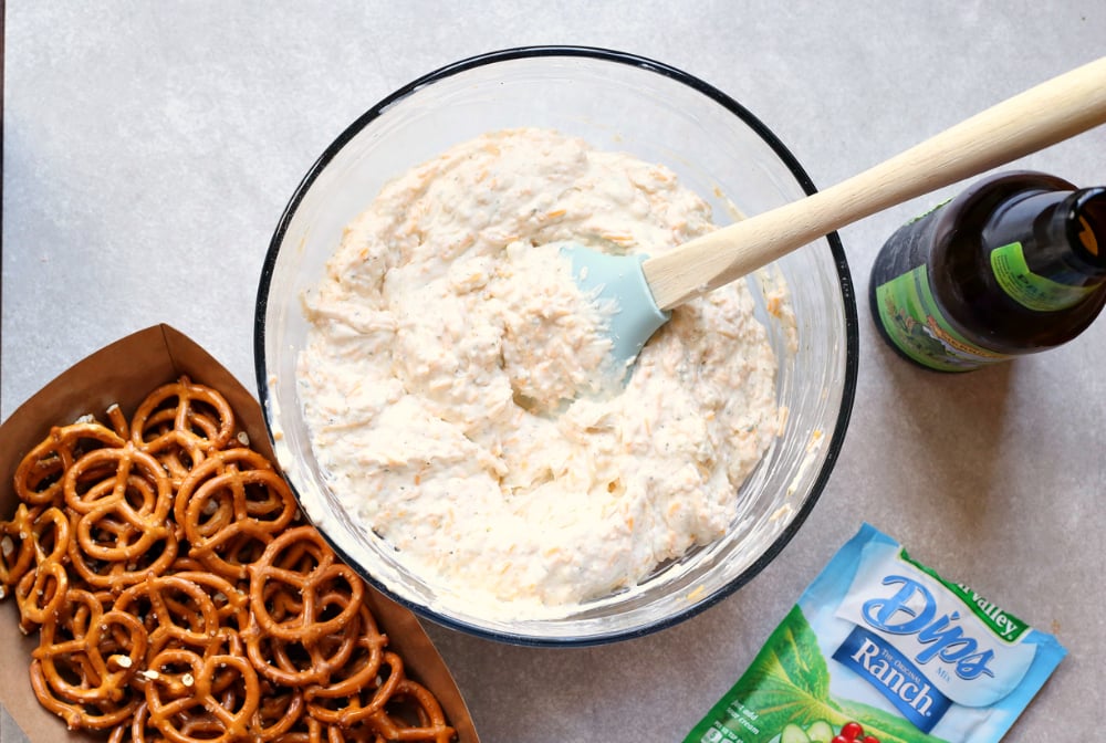 Beer Dip Recipe mixed in a bowl