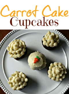 5 Carrot Cake Cupcakes on a white plate