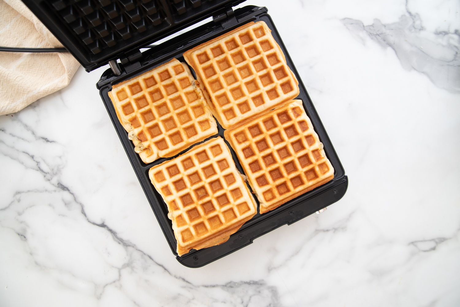 Cooked pizza waffles