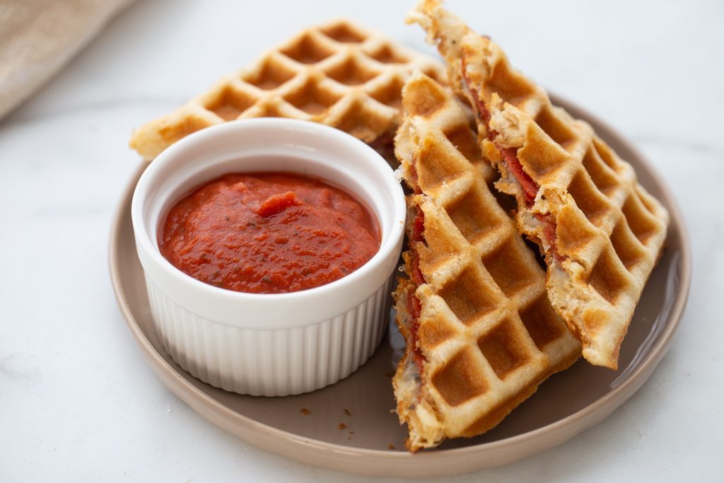 Pizza waffles on a plate