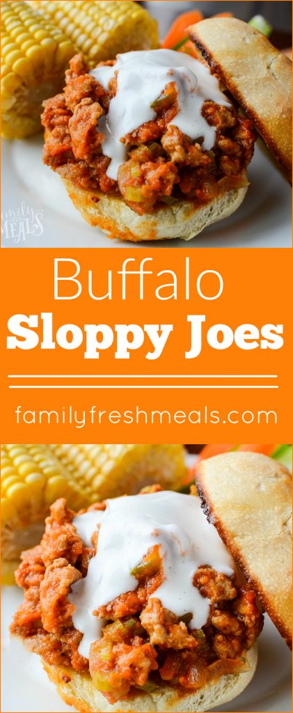 Buffalo Sloppy Joes recipe from Family Fresh Meals - Pinterest image