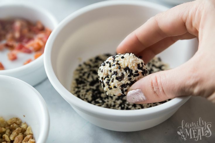 Mini Cheese Balls - dipped in sesame seeds