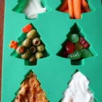 top down photo fo Muffin tin Meal in Christmas tree silicone muffin mold