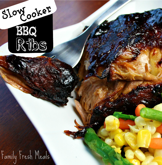 Slow Cooker BBQ Ribs Recipe from Family Fresh Meals