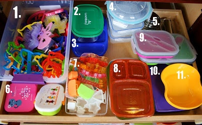 drawer full of lunch making supplies