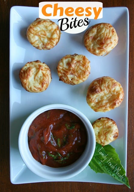 Cheesy Pepperoni Bites served on a white plate