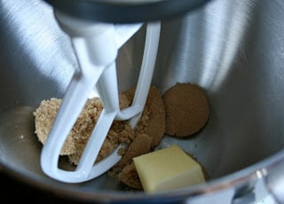brown sugar and butter in a mixing bowl