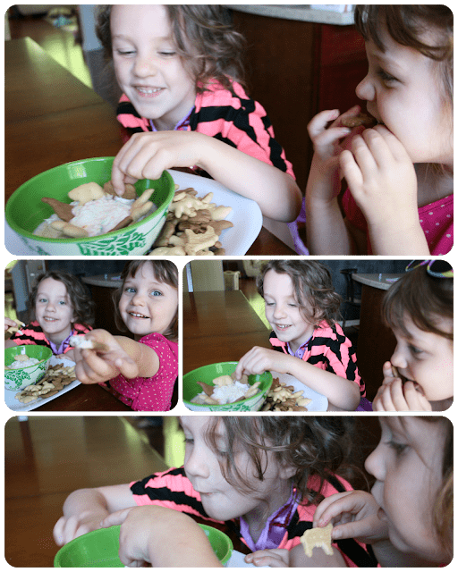 children sitting at a table eating the Cake Batter Dip