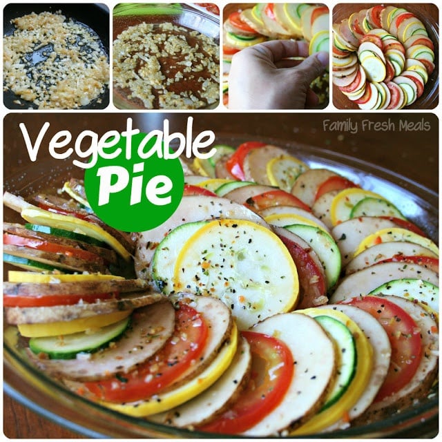 image showing the steps of how the Vegetable Pie is made