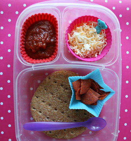 Top down image of a DIY Pizza lunchable