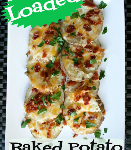 Loaded Baked Potato Rounds served on a white plate