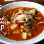 Easy Homemade Vegetable Soup served in a white bowl