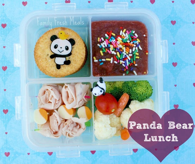 Top down image of Panda Bear themed Lunch