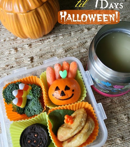 top down image of a halloween themed lunchbox