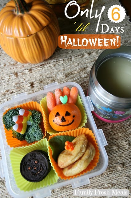 top down image of a halloween themed lunchbox