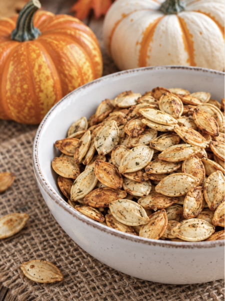 Ranch Roasted Pumpkin Seeds in a bowl