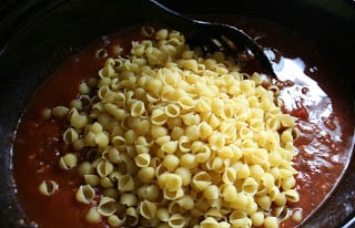 Adding noodles into the crockpot