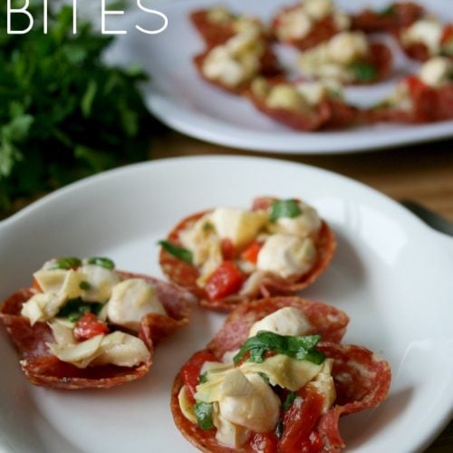 Antipasti Bites on a white plate