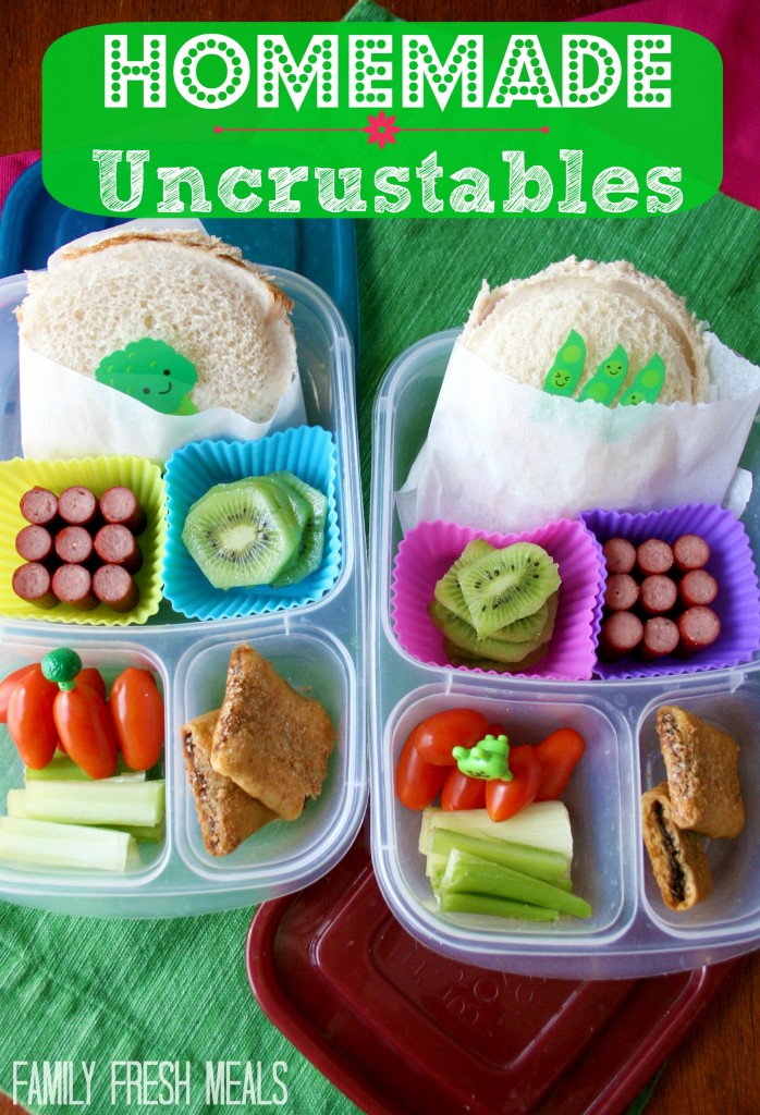 Homemade Uncrustables in 2 compartment lunch boxes