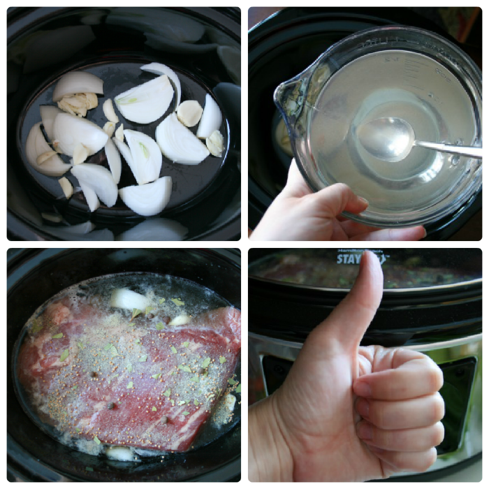 Slow Cooker Corned Beef - Ingredients in the crockpot