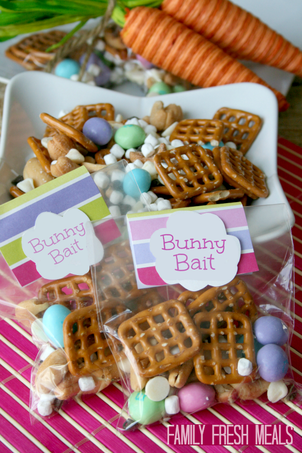 Bunny Bait Recipe in little bags and also in a white bowl