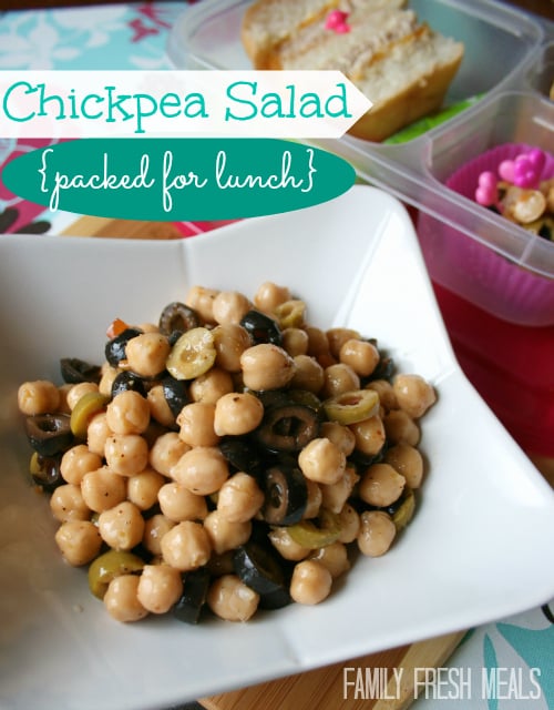 This protein packed salad is easy AND healthy. What more could you ask for? Chickpea Salad Recipe - FamilyFreshMeals.com