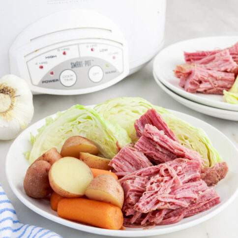Crockpot Corned Beef and Cabbage on a plate