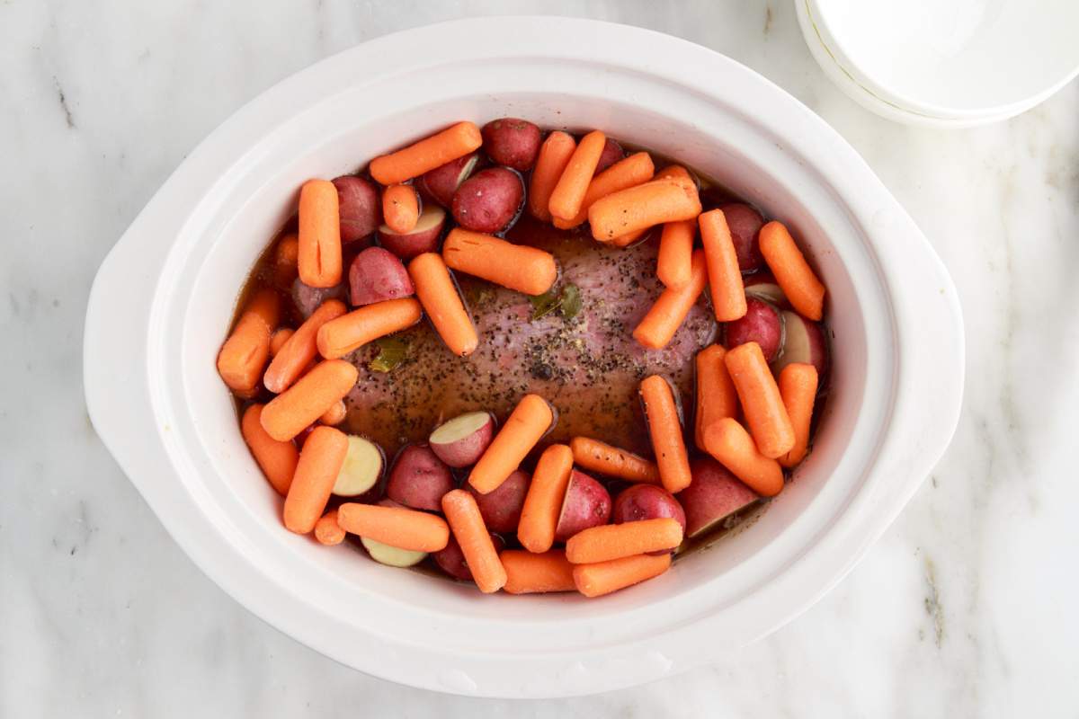 carrots added to crockpot