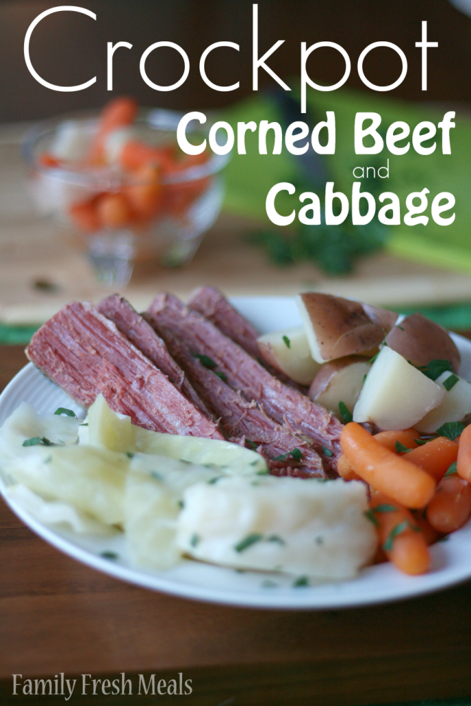  Crockpot Corned Beef and Cabbage on a white plate