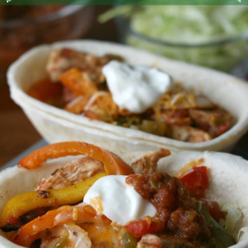 2 Baked Fajitas taco boats on a plate