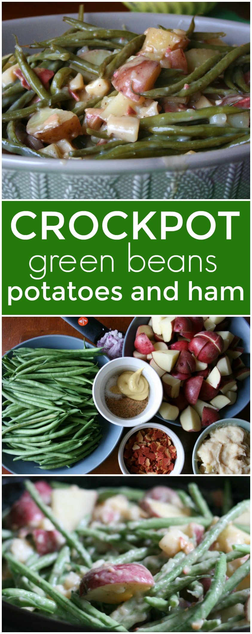 Crockpot Green Beans Potatoes and Ham via @familyfresh