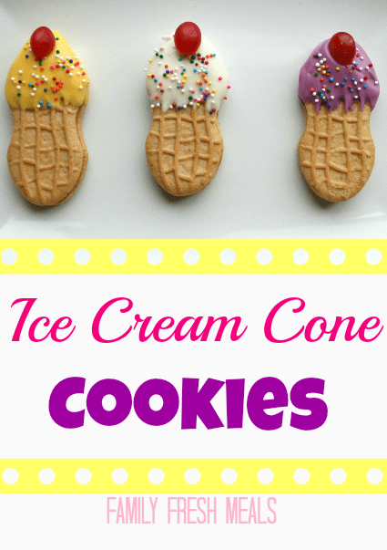Ice Cream Cone Cookies on a white plate