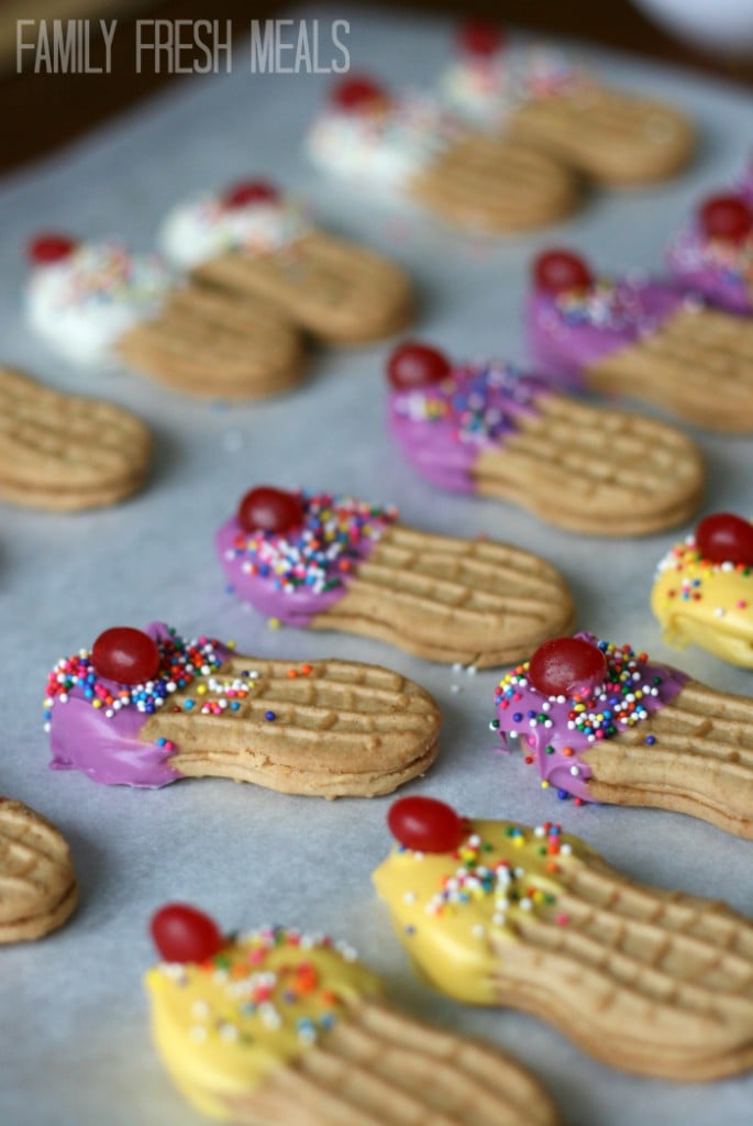 Ice Cream Cone Cookies drying on parchment paper