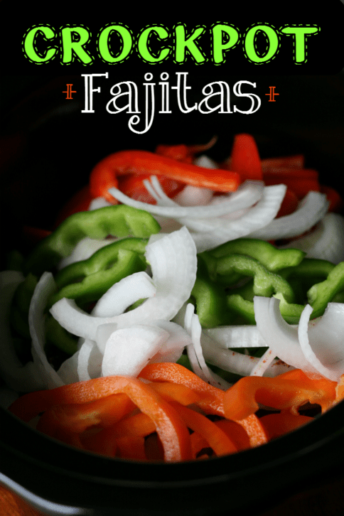 sliced bell pepper and onions in crockpot
