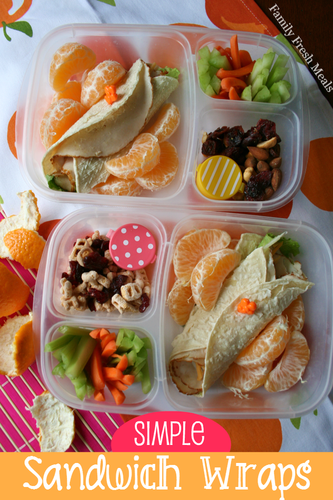 Simple Sandwich Wraps packed in two lunchboxes