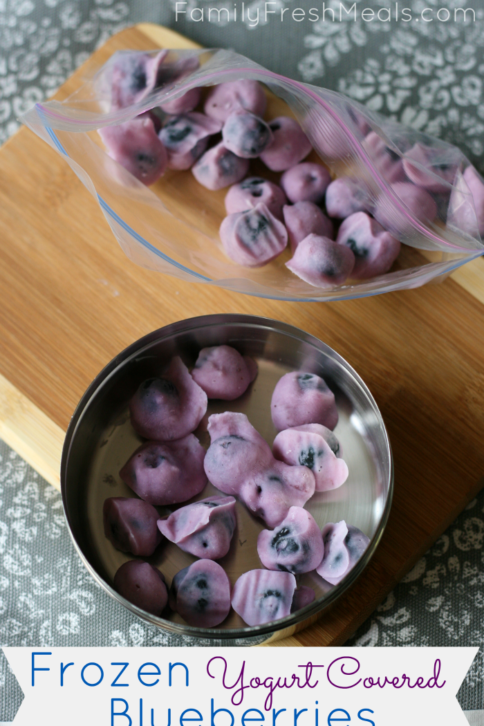 Frozen Yogurt Covered Blueberries -Summer snack! via Family Fresh Meals