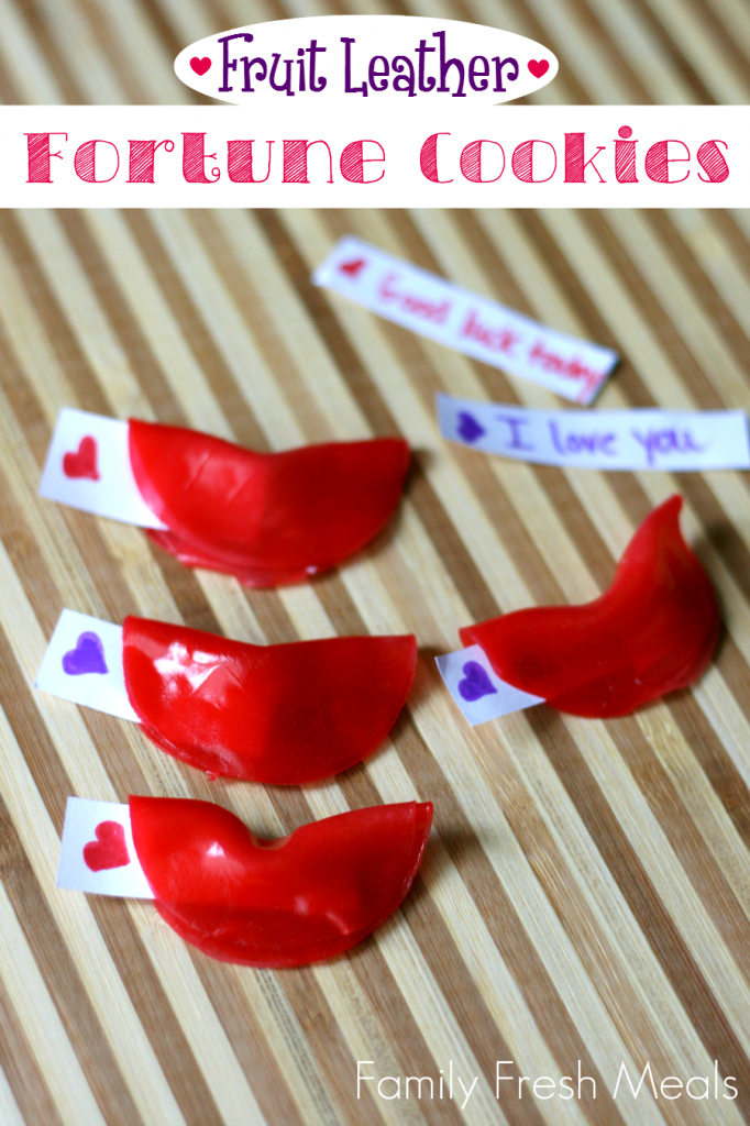 Fruit Leather Fortune Cookies on a cutting board