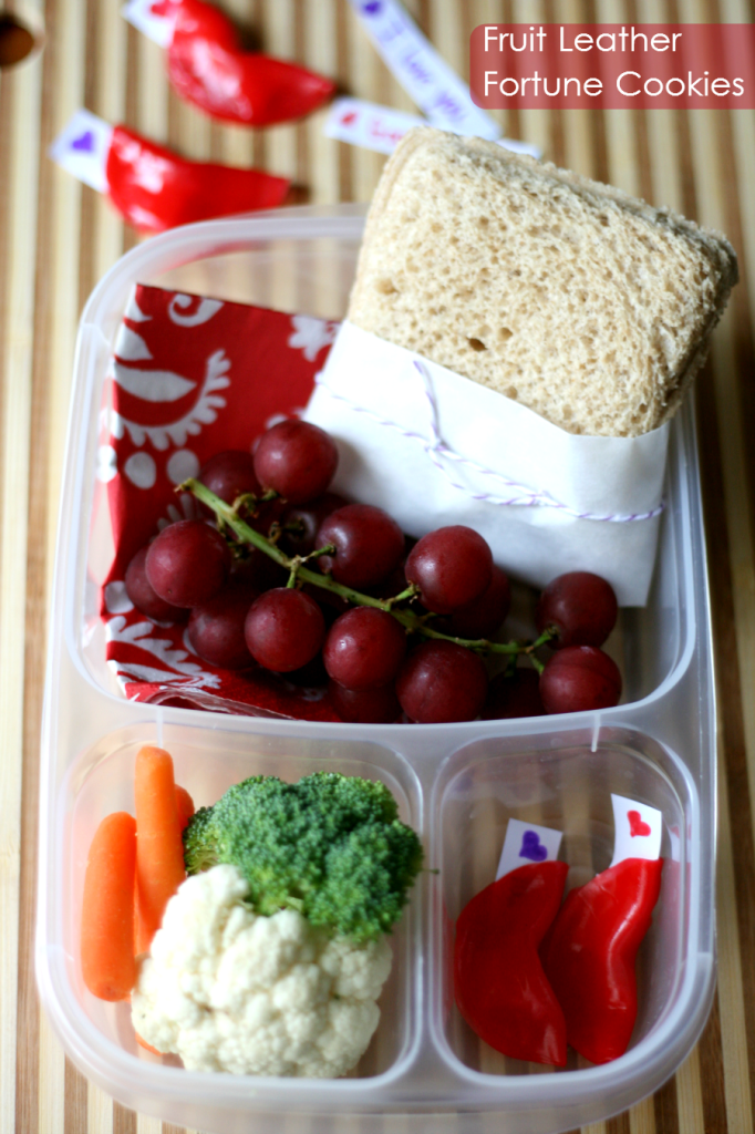 Fruit Leather Fortune Cookies Packed for a side in a lunch box