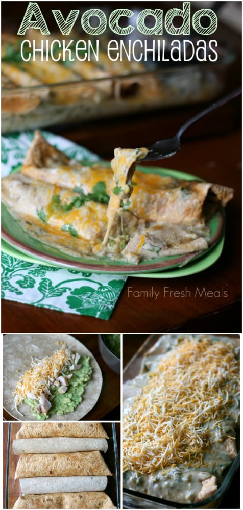 Avocado Chicken Enchiladas - Family Fresh Meals #familyfreshmeals #avocado #chicken #enchiladas #easyrecipe #dinner #avocado via @familyfresh