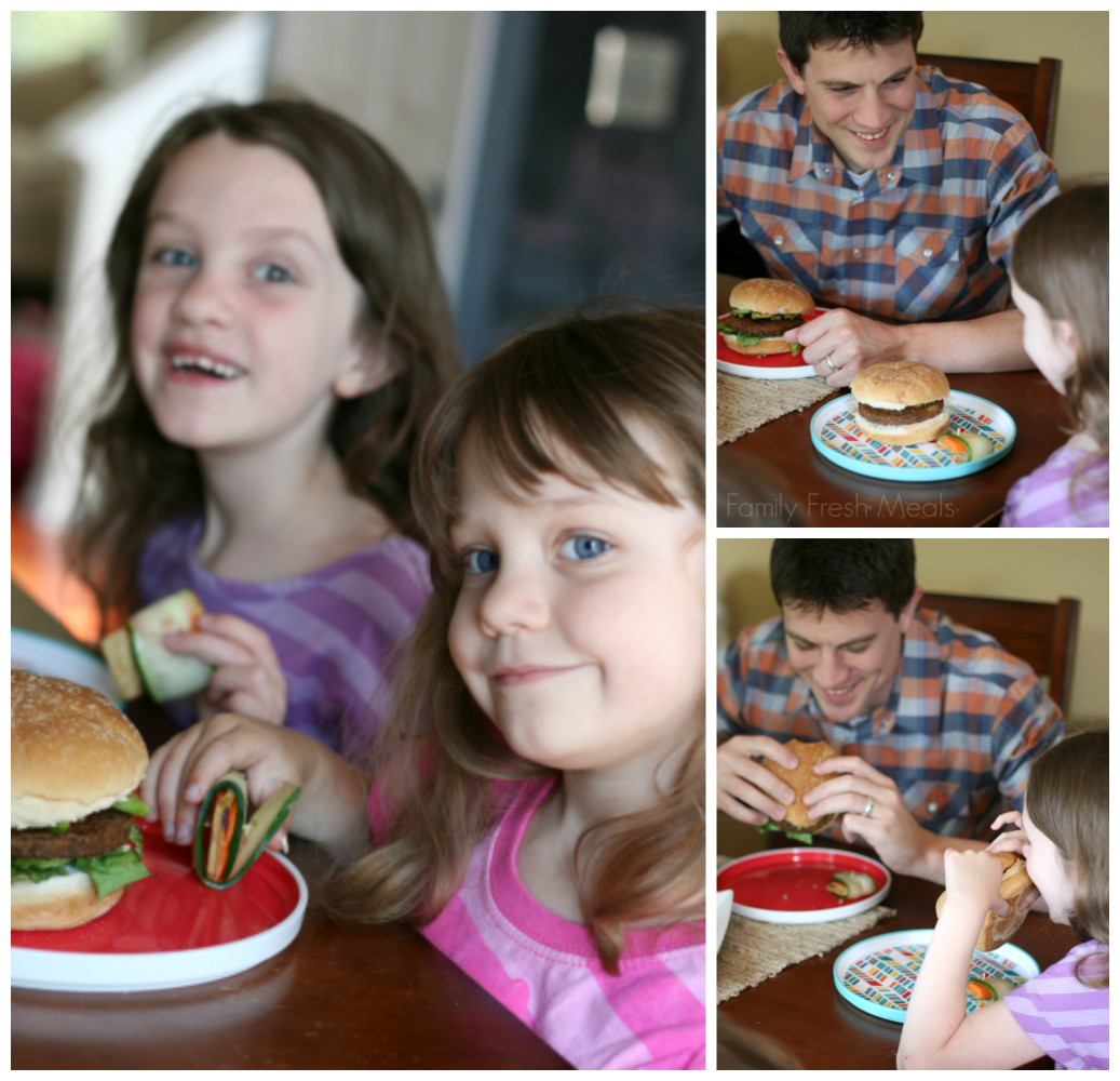 Family Fresh Meals - Tofu Vegetables Rolls and Green and Black Burger. YUM!