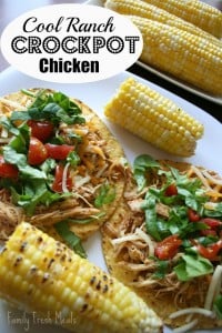 Cool Ranch Crockpot Chicken Tacos or Tostadas - FamilyFreshMeals.com