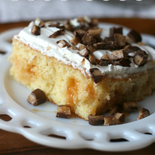 Easy Candy Bar Poke Cake recipe