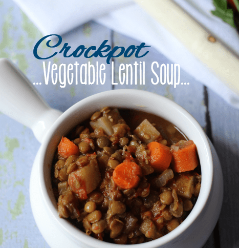 Vegetable Lentil Soup in a white bowl