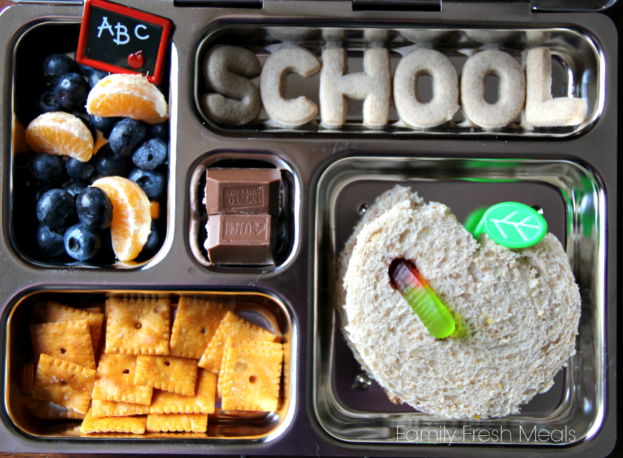 top down image of packed metal lunchbox