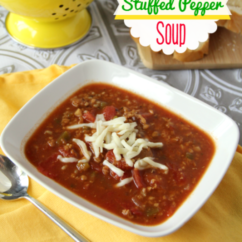 Crockpot Stuffed Pepper Soup - An instant family favorite! FamilyFreshMeals.com