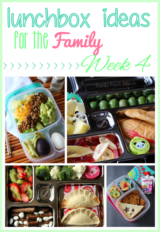 Collage image of 4 lunchbox ideas 